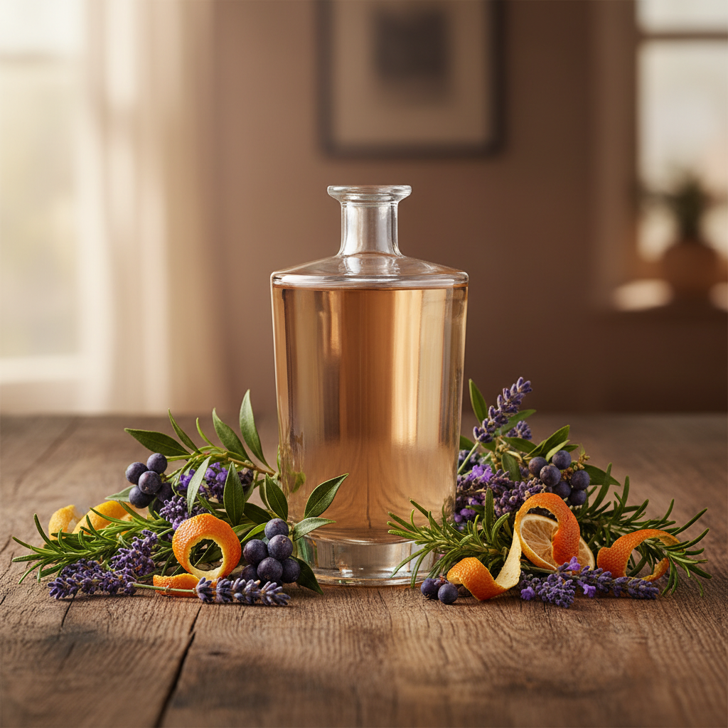 Bouteilles de gin français artisanal avec botaniques